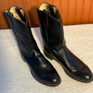Justin Boots Black Leather Cowboy Boots